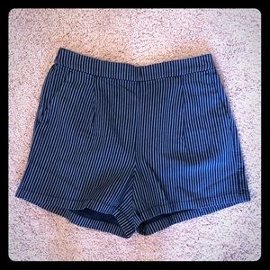 J.Crew blue pinstripe high waist pull in shorts